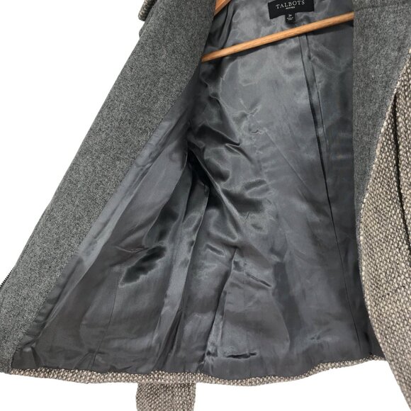 Talbots 2P Gray Tweed Moto Jacket Blazer Full Zip Wool Blend Pockets Metallic - Picture 5 of 14